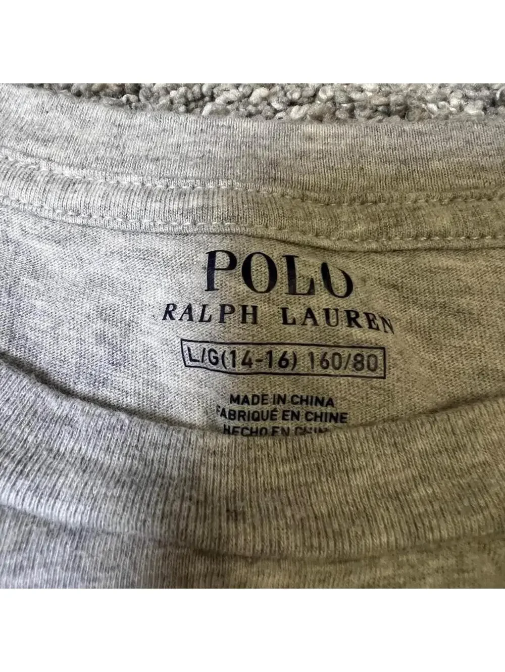 Polo Ralph Lauren Boy's Youth Gray POLO USA Flag T-Shirt size Large (14-16)
